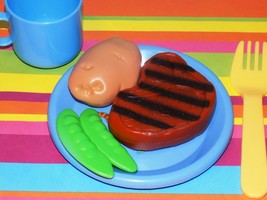 Learning Resources Steak dinner lot childrens play food potato peas in a pod - $8.90