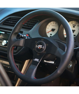 Racing JDM Mugen Steering Wheel 350MM 14Inch Super Fiber Leather Flat Dr... - £70.35 GBP
