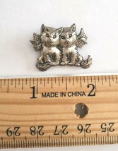 Vintage Beau Sterling Silver Sitting Kittens With Bows Pin Brooch - £16.23 GBP