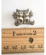 Vintage BEAU STERLING SILVER Sitting Kittens With Bows Pin Brooch - £15.89 GBP