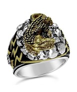 Egyptian  Blue Nile Crocodile  Mens ring        Sterling Silver Emerald... - $1,806.79 MXN