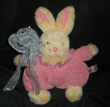 RICH BABY BUNNY RABBIT PINK KNITTED OUTFIT W BOW STUFFED ANIMAL PLUSH TO... - £22.83 GBP