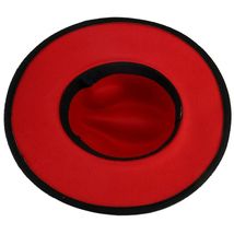Red Bottom Black Top Fedora Wide Brim Panama Cowboy Hat UNISEX - £33.01 GBP