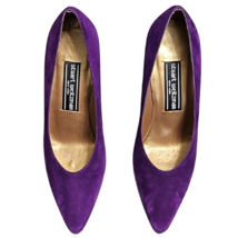 Stuart Weitzman Purple Suede Goldtone Stiletto Heel Pumps Size 7 1/2 M image 6