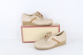 NOS Vtg 90s Streetwear Womens 8.5 AA Chunky Platform Braided Leather Sho... - $98.95