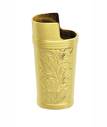 Golden Brushed Floral Design Heavy Metal Mini Bic Cigarette Lighter Case - $14.87 CAD