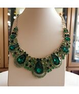 Natasha Couture Jewelry Green Faux Emerald Statement Necklace  - $34.84 CAD