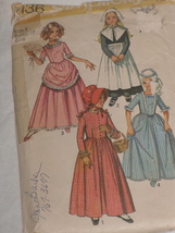 Simplicity Pattern 9136 Girls&#39; Puritan, Pilgrim, Pioneer Costumes Child Size 8 - £4.74 GBP