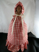 Vintage Clothes Pin Holder Doll Red gingham 15&quot; Tall - £12.46 GBP