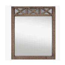 Farmhouse Rustic Barn Door Framed Vanity Mirror is 28" wide and 34" tall - $100.98
