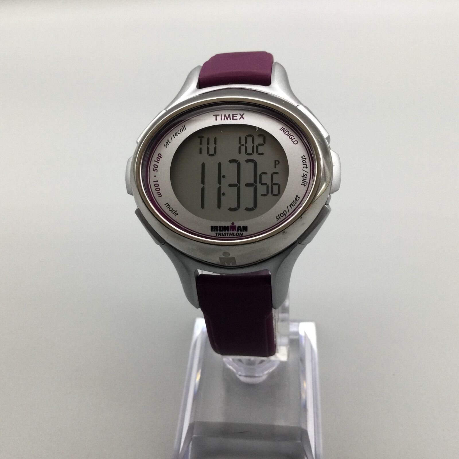 Timex Ironman Triathlon Watch Women 35mm Purple 50 Lap 100M New Battery
