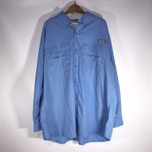 Columbia PFG Fishing Shirt Men&#39;s XXL Long Rollable Sleeve Light Blue Vented 2XL - £23.58 GBP