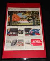 1955 Atlas Tires &amp; Batteries Framed 11x17 ORIGINAL Advertising Display  - $59.39
