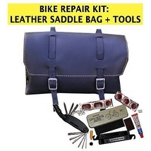 Bike Repair Set Black Leather Bag, Multi-tool, Puncture Repair Kit MADE ... - $40.62