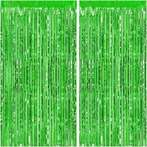 Jungle Greenery Party Backdrop - 2pcs 3ft x 8.3ft Tinsel Fringe Curtains... - $21.77