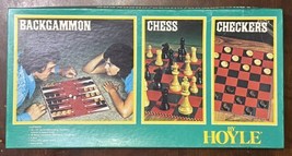 Vintage Backgammon Chess Checkers By Hoyle Model No. 8196 1978 Wood Pieces Cmplt - £8.83 GBP