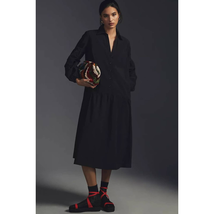 New Anthropologie MAEVE Button-Front Poplin Dress $160 SMALL  Black  - £62.40 GBP