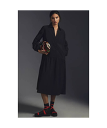 New Anthropologie MAEVE Button-Front Poplin Dress $160 SMALL  Black  - £63.32 GBP
