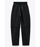 Zara Femmes Sheeny Revêtu Noir à Smocks Taille Sac en Papier Pantalon NOIR S - $21.81