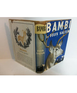 Vintage 1942 Bambi Hardcover Book By Felix Salten Grosset &amp; Dunlap w Dus... - $34.60