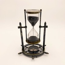 Nautical Brass Decor Sand Timer Antique Maritime Hourglass with Compass ... - £42.74 GBP
