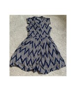 Anthropologie 11-1 Tylho Dress Womens Extra Small Navy Blue Beige Button... - €33,05 EUR