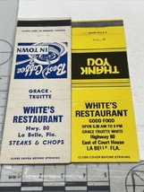 Lot Of 2 Matchbook  Covers  Whites Restaurant  LaBell, FL  gmg  Unstruck - £11.85 GBP