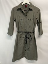 Merona Shirt Dress Army Green Stretch Cotton XS - £17.76 GBP