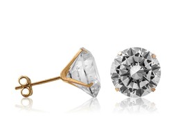 Martini 14k Yellow Gold Round Shape Created Diamond Earrings 9mm - £39.56 GBP