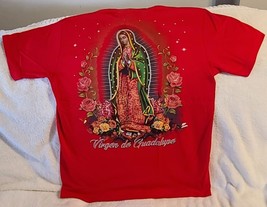 VIRGEN DE GUADALUPE VIRGIN MARY ROSE FLOWER STARS PRAY RED T-SHIRT SHIRT - £8.94 GBP