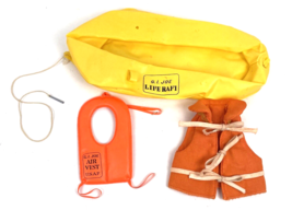 Vintage GI Joe Orange Padded Life Jacket Air Vest Yellow Life Raft Lot H... - £21.23 GBP
