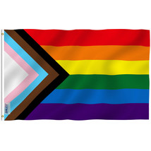 Anley Fly Breeze 3x5 Feet Progress Pride Rainbow Flag - LGBT Flag Polyester - £5.61 GBP