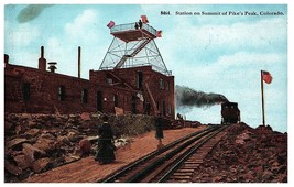 Vintage Station on Summit of Pikes Peak, Colorado Train Postcard - £7.75 GBP