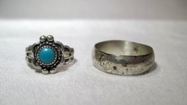 Vintage Sterling Silver Bell Trading Post Turquoise Rings - Lot of 2 - K287 - £69.38 GBP