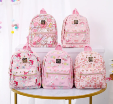 Women&#39;s Backpack Hello Kitty Pink PU Leather Waterproof Lightweight Shoulder Bag - £22.85 GBP