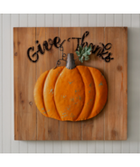 Rustic Pumpkin Sign in distressed wood- Give Thanks - $693.58 MXN