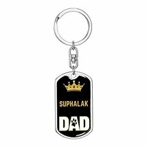 Cat Keyring Gift Suphalak Cat Dad King Swivel Keychain Stainless Steel Or 18k Go - £32.06 GBP