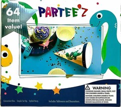 Dinosaur Birthday Party Tableware Kit Plates Napkins Cups Banner Balloon... - $12.95