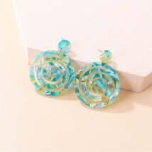 Green Acrylic &amp; 18K Gold-Plated Abstract Swirl Drop Earrings - £9.76 GBP