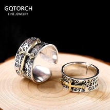 S925 Sterling Silver Thai Silver Ring Vintage Men and Women Loves Wide Cross Rin - £32.25 GBP
