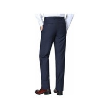Men Renoir Flat Front Pants 100% Wool Super 140's Classic Fit 508-19 Navy Blue image 2
