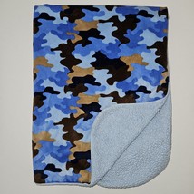 Circo Blue Camouflage Baby Blanket Fleece Sherpa Lovey Brown - $27.67