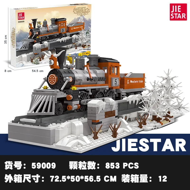 JIESTAR 59009 West Steam Train Model Railway Series DIY Puzzle Toys Building - £44.02 GBP