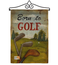 Born to Golf Burlap - Impressions Decorative Metal Wall Hanger Garden Flag Set G - £26.83 GBP