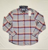 Tommy Bahama Large Gray Red Blue CANYON BEACH Bala Shark Flannel Plaid S... - £37.99 GBP