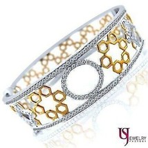 Mujer Pulsera Rígida 1.70 TCW Diamante Geométrico Pulsera 14k Dos Tonos Oro - £3,427.56 GBP