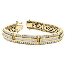 7.50 Karat Funkelnde Simulierte Diamanten Link Herren Armband 14K Gelbgold Über - £634.97 GBP