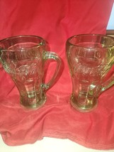 Set of 2 ~ Green Coca-Cola Vintage Glasses With Handle ~ (Libbey) Heavy - $18.69