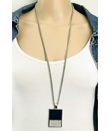 Ann Taylor Silver Tone Blue Enamel Rhinestone Pendant Necklace - €13,74 EUR