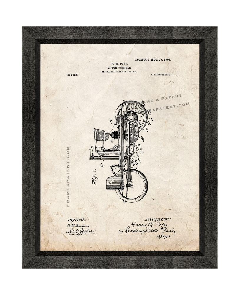 Primary image for Motor Vehicle Patent Print Old Look with Beveled Wood Frame